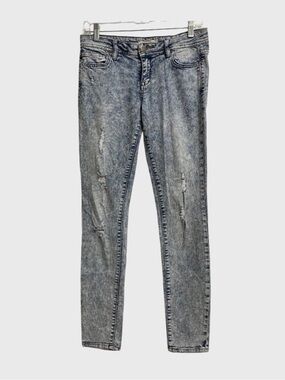 Forever 21 Life in Progress Acid Wash Distressed Jeans Womens 27 Slim Grunge Y2K